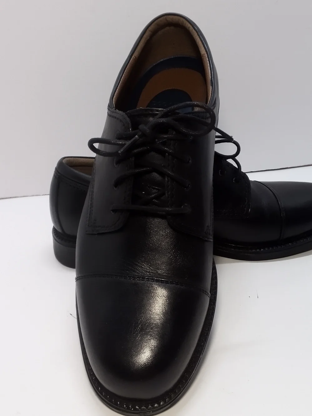Dockers Black Cap-Toe Leather Derby Shoes Men's 11W